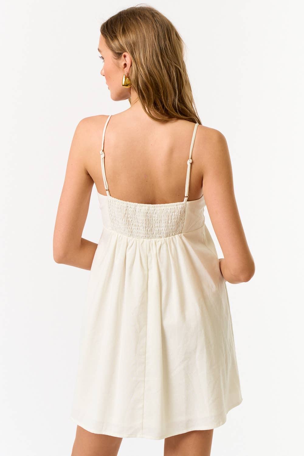 Palm Tree Embroidered Babydoll Dress